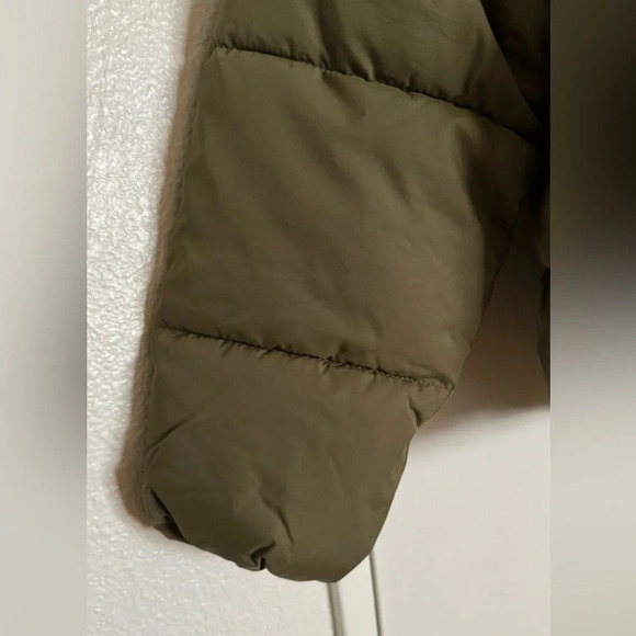 Urban Outfitters Army Green Puffer Jacket Duckie Faux Shearling Collar Coat NWOT - Picture 7 of 11